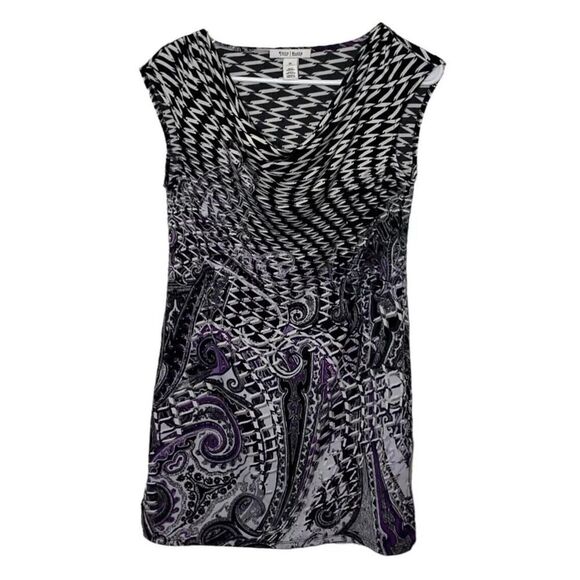 White House Black Market Cowl Neck Tunic Style Patterned Dress Designer US XS - Picture 6 of 8